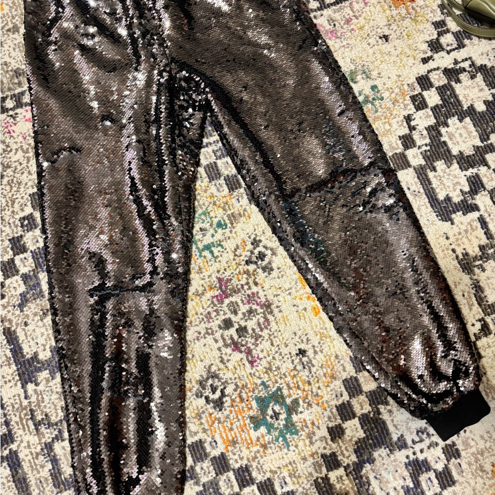 Loft Black Sequin Joggers/ XS